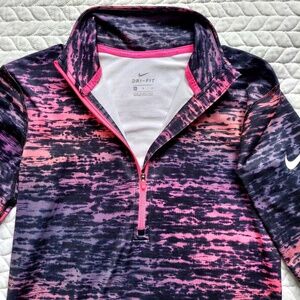 Nike, Women's Medium, 1/4 Zip Top, Dri-Fit, Bright Pink, Black Purple, Peach